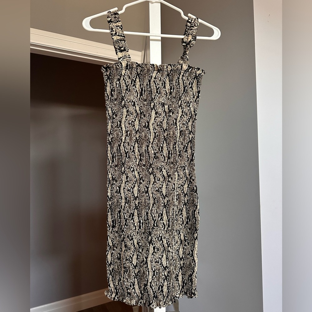 Wild Honey Smocked Snakeskin Bodycon Mini Dress